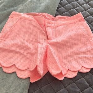 Women’s Scalloped Hem Pink Shorts